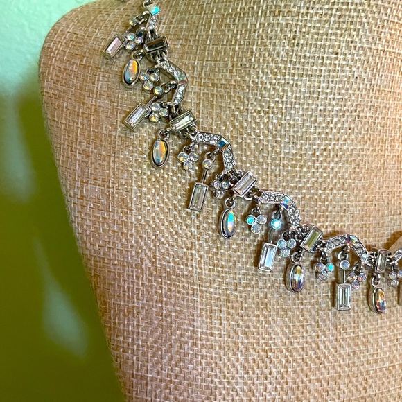 Silver Necklace with Stunning, Iridescent Aurora Borealis Crystal Accents - Picture 5 of 13